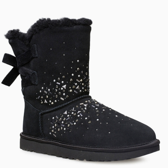 UGG Shoes - UGG WOMEN'S CLASSIC GALAXY BLING SUEDE SHEARLING BOW  BOOTS S/N 1103798 NEW #729